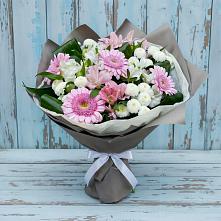 Букет цветов из:  Герберы, Альстромерии и Хризантемы в Ленинское