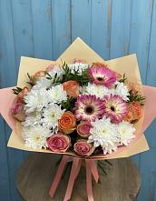 Букет цветов из:  Розы, Герберы и Хризантемы #REPLACE_PRED# Ленинское