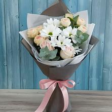 Букет цветов из:  Хризантемы и Розы #REPLACE_PRED# Ленинское