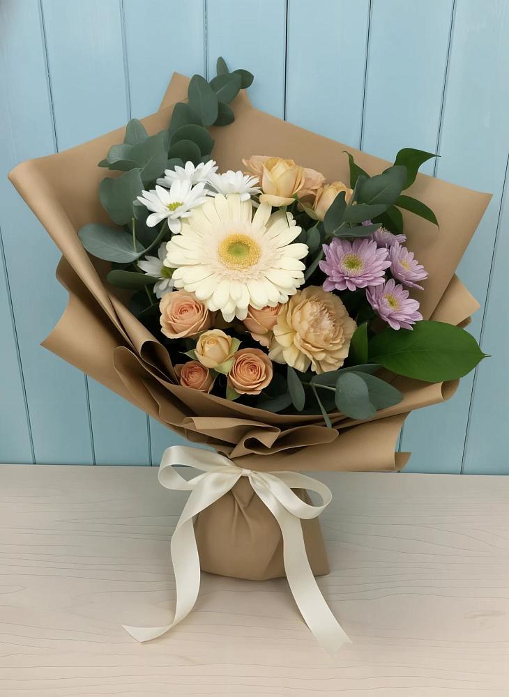 Букет цветов из: Герберы и Хризантемы в Ленинское