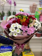 Букет цветов из:  Розы, Хризантемы и Альстромерии #REPLACE_PRED# Ленинское