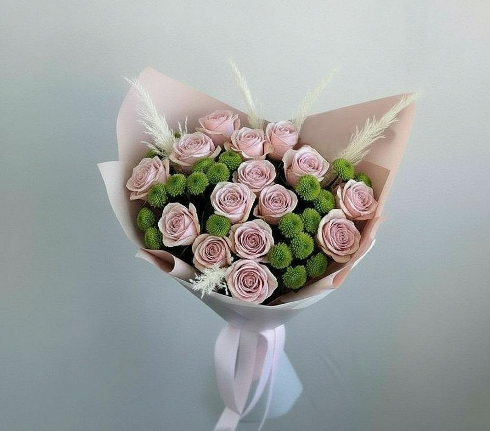 Букет цветов из: Розы и Хризантемы в Ленинское