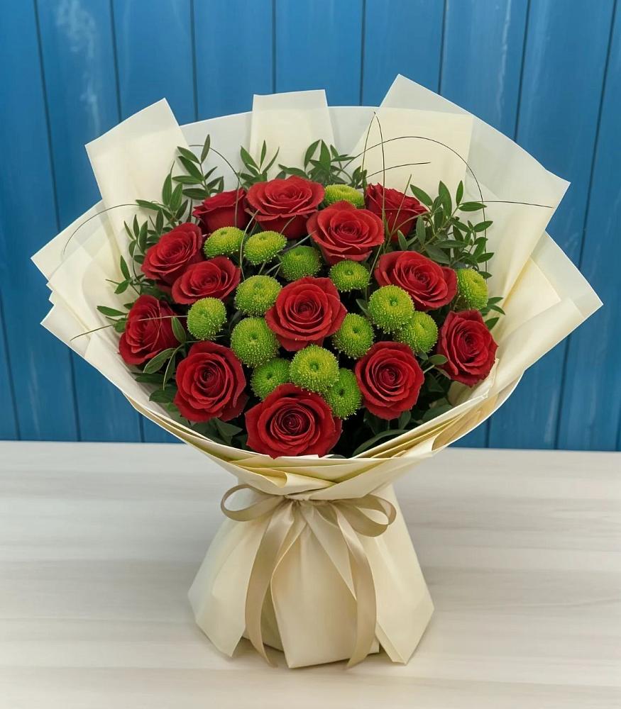 Букет цветов из: Розы и Хризантемы в Ленинское